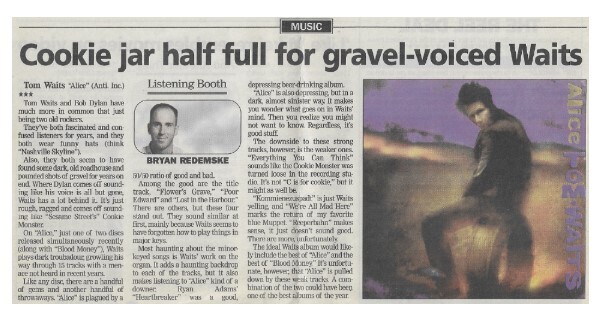 Waits, Tom / Alice | Cookie Jar Half Full for Gravel-Voiced Waits | July 2002