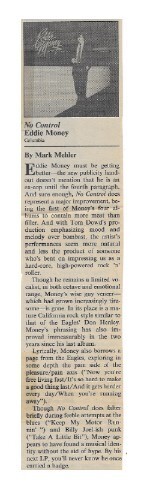 Money, Eddie / No Control | 1982