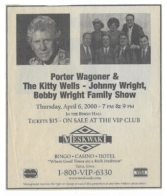 Wagoner, Porter / Tama, IA (Meskwaki Bingo Hotel Casino) | April 2000