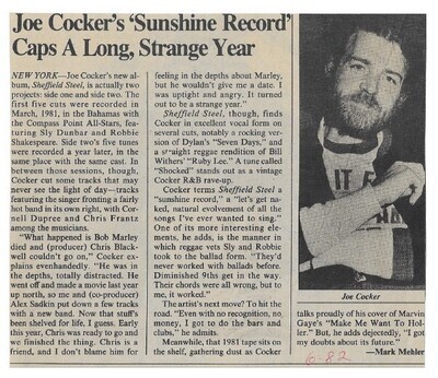 Cocker, Joe / Joe Cocker's Sunshine Record Caps a Long, Strange Year / 1982