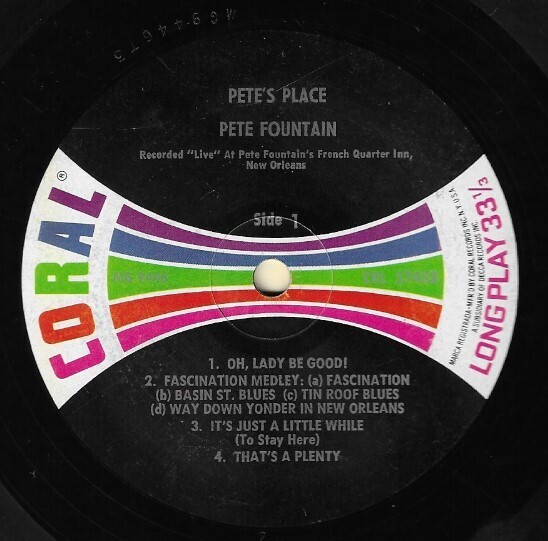 Fountain, Pete / Pete's Place | Coral CRL-57453 | Mono | 1964