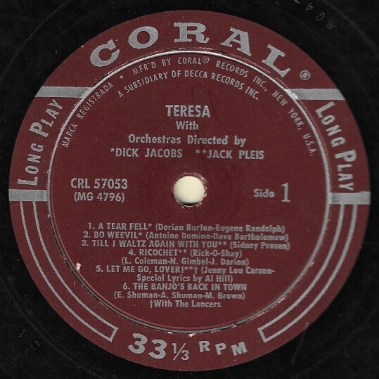 Brewer, Teresa / Teresa | Coral CRL-57053 | Mono | 1956