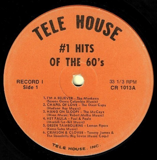 Various Artists / The No. 1 Hits of the 60's | Tele House CR-1013 | Record 1 | 1973