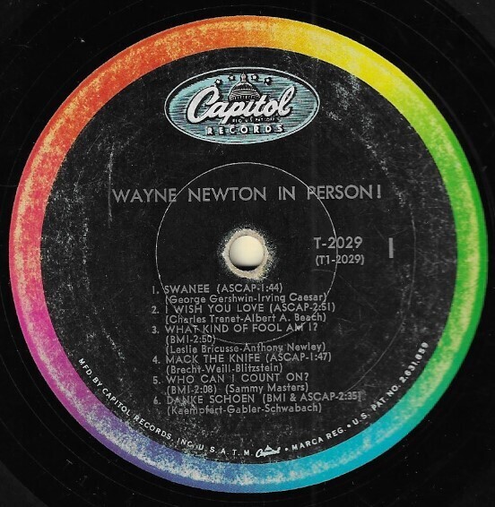 Newton, Wayne / In Person! | Capitol T-2029 | March 1964