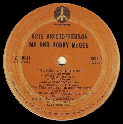 Kristofferson, Kris / Me and Bobby McGee | Monument Z-30817 | September 1971