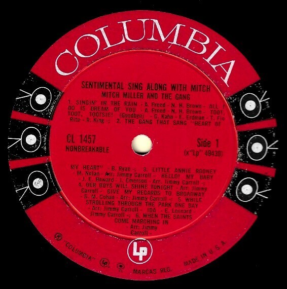 Miller, Mitch / Sentimental Sing Along With Mitch | Columbia CL-1457 | Mono | 1960