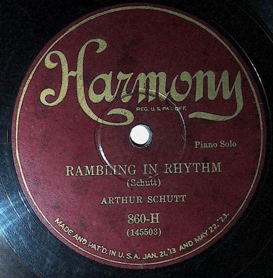 Schutt, Arthur / Rambling In Rhythm | Harmony 860-H | Piano Solo | 1929