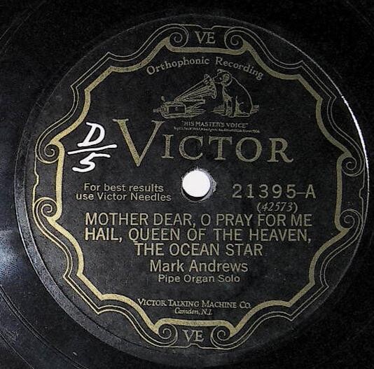 Andrews, Mark / Mother Dear, O Pray For Me | Victor 21395 | June 1928