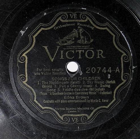 Brown, Edna / Songs for Children | Victor 20744 | 1927