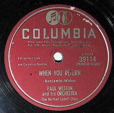 Weston, Paul / When You Return | Columbia 39114 | December 1950
