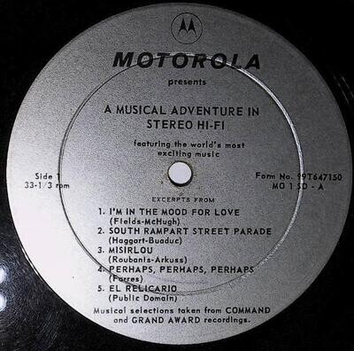 Uncredited Artists / A Musical Adventure in Stereo Hi-Fi | Motorola MO 1 SD | 1959