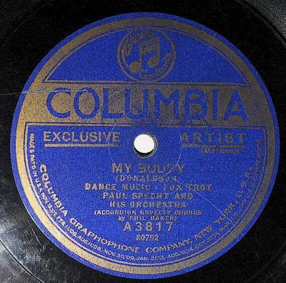 Specht, Paul / My Buddy | Columbia A-3817 | Accordion | 1923