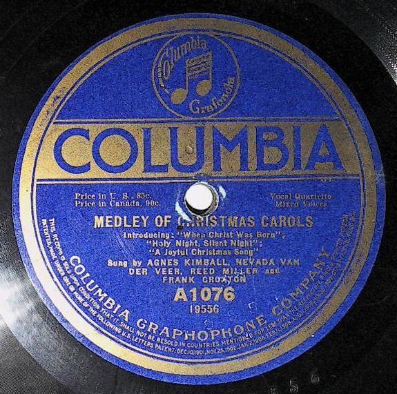 Various Artists / Medley of Christmas Carols | Columbia A-1076 | December 1919