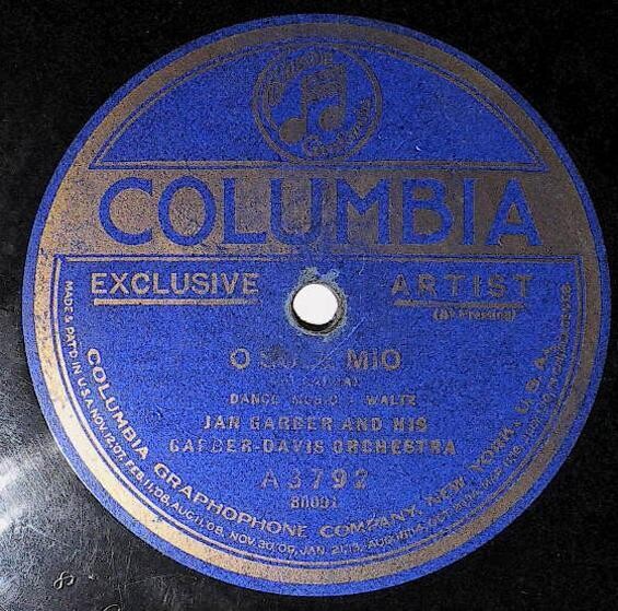 Garber, Jan / O Sole Mio | Columbia A-3792 | Garber-Davis Orchestra | 1922