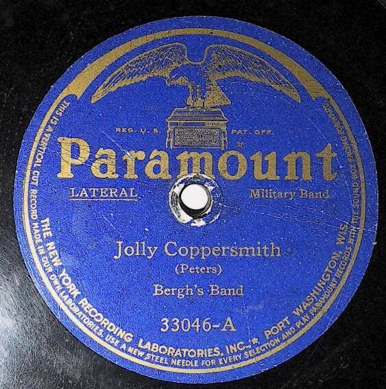 Bergh's Band / Jolly Coppersmith | Paramount 33046 | Military Band | 1920