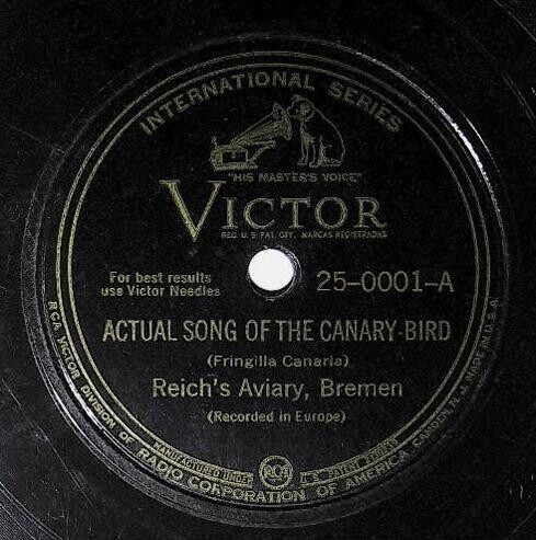 Reich's Aviary, Bremen / Actual Song of the Canary Bird | Victor 25-0001 | International Series | 1928