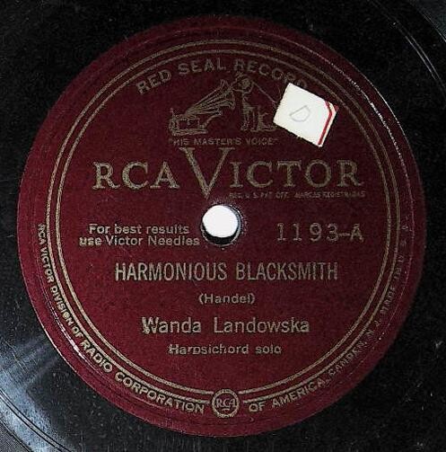 Landowska, Wanda / Harmonious Blacksmith | RCA Victor Red Seal 1193 | Harpsichord | 1939