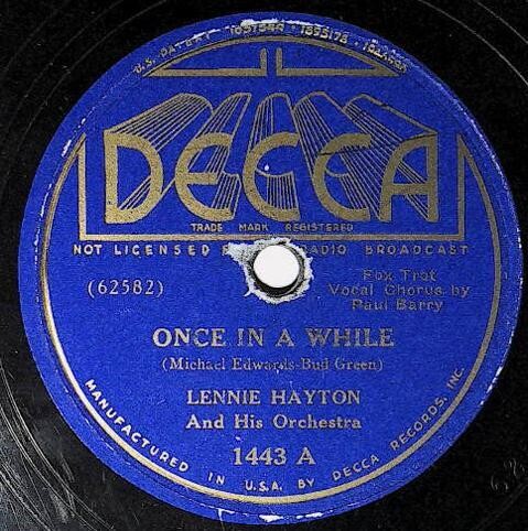 Hayton, Lennie / Once In a While | Decca 1443 | Paul Barry | 1938