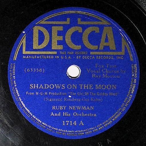 Newman, Ruby / Shadows On the Moon | Decca 1714 | Ray Morton | 1938