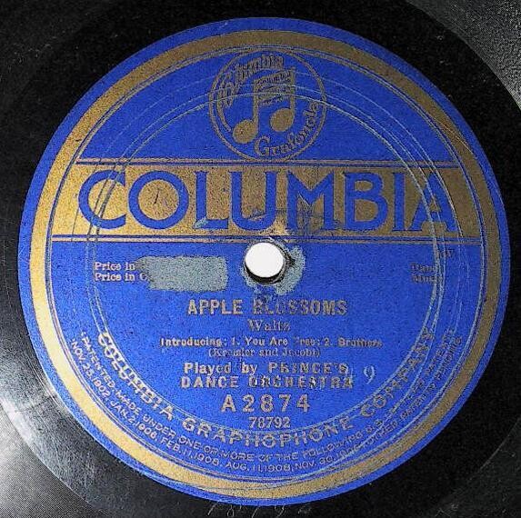 Prince&#39;s Dance Orchestra / Apple Blossoms | Columbia A-2874 | March 1920