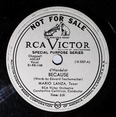 Lanza, Mario / Because | RCA Victor 10-3207 | Promo | July 1951