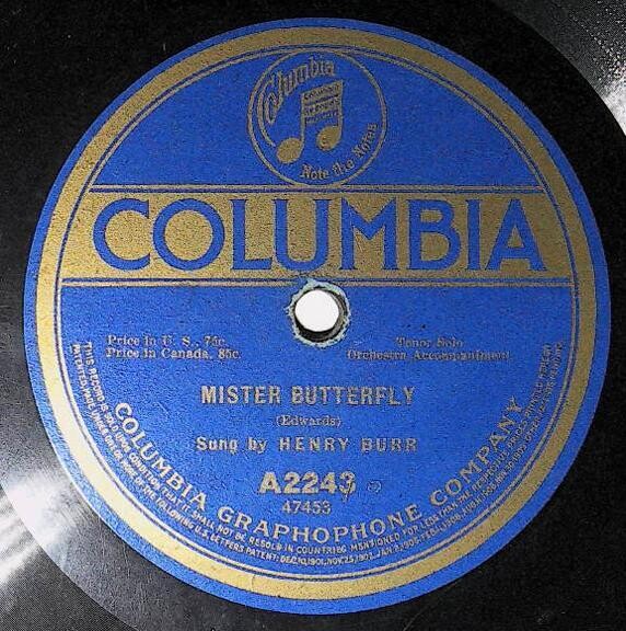 Burr, Henry / Mister Butterfly | Columbia A-2243 | Carl McCullough | 1917
