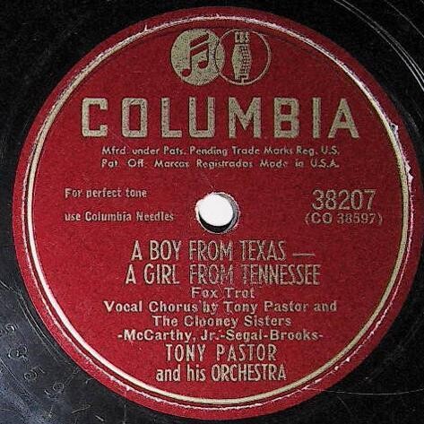 Pastor, Tony / A Boy From Texas - A Girl From Tennessee | Columbia 38207 | 1948