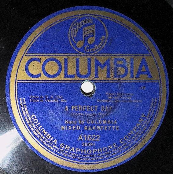 Columbia Mixed Quartette / A Perfect Day | Columbia A-1622 | December 1914