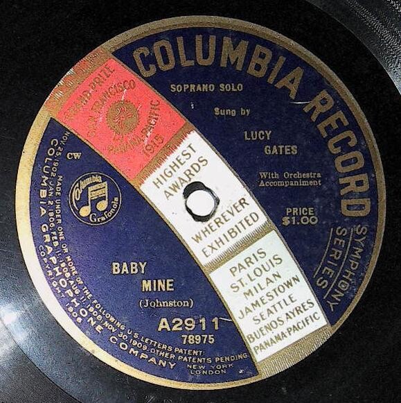 Gates, Lucy / Baby Mine | Columbia A-2911 | May 1920 | Symphony Series