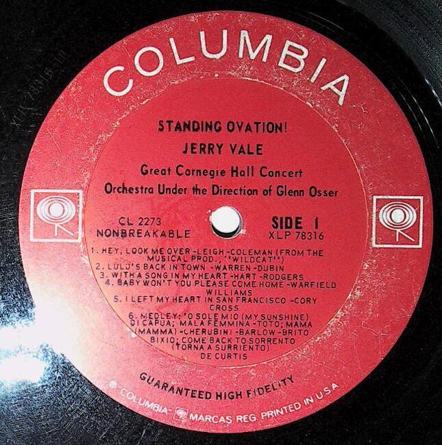 Vale, Jerry / Standing Ovation! | Columbia CL-2273 | Mono | 1965