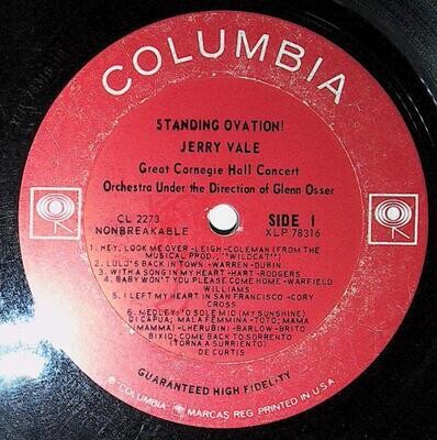 Vale, Jerry / Standing Ovation! | Columbia CL-2273 | Mono | 1965