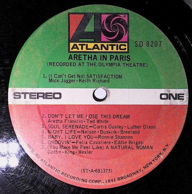 Franklin, Aretha / Aretha In Paris | Atlantic SD-8207 | October 1968