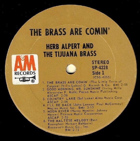 Alpert, Herb (+ The Tijuana Brass) / The Brass Are Comin' | A+M SP-4228 | October 1969