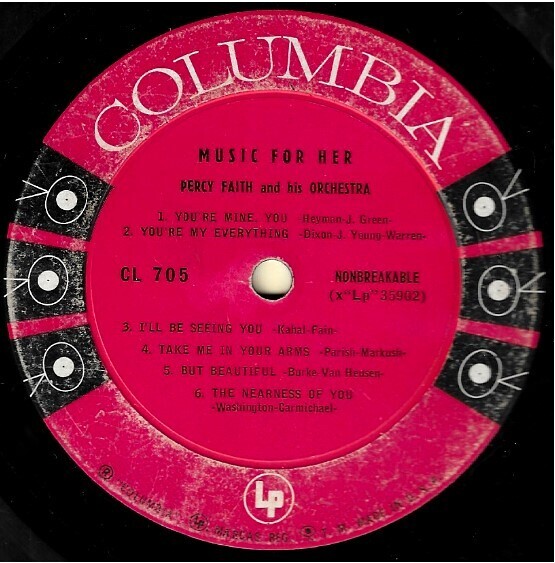 Faith, Percy / Music For Her | Columbia CL-705 | Mono | 1955