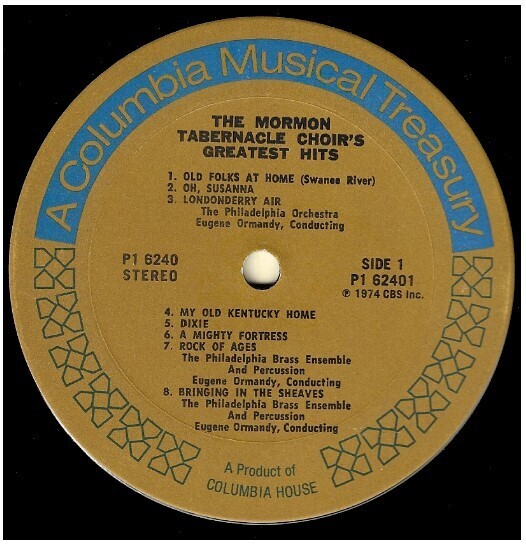 Mormon Tabernacle Choir / Greatest Hits | Columbia House P1-6240 | Stereo | 1974