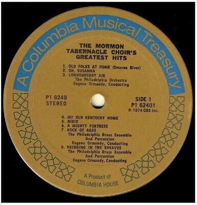 Mormon Tabernacle Choir / Greatest Hits | Columbia House P1-6240 | Stereo | 1974