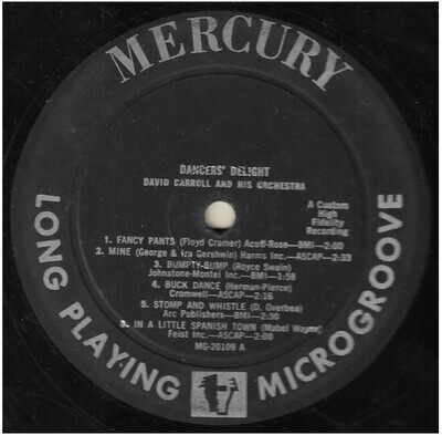 Carroll, David / Dancers&#39; Delight | Mercury MG-20109 | Mono | 1956