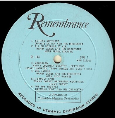 Various Artists / Remembrance | Columbia Musical Treasuries DS-144 | Stereo