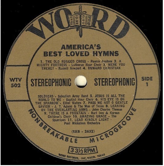 Various Artists / America&#39;s Best Loved Hymns | Word WTV-502 | Stereo | 1969