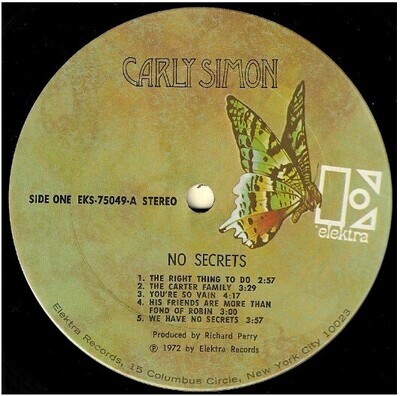 Simon, Carly / No Secrets | Elektra EKS-75049 | November 1972
