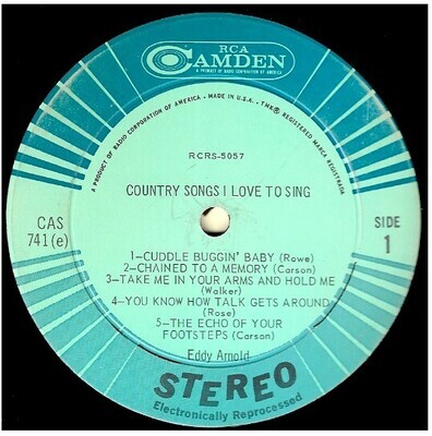 Arnold, Eddy / Country Songs I Love to Sing | RCA Camden CAS-741 | Stereo | 1963