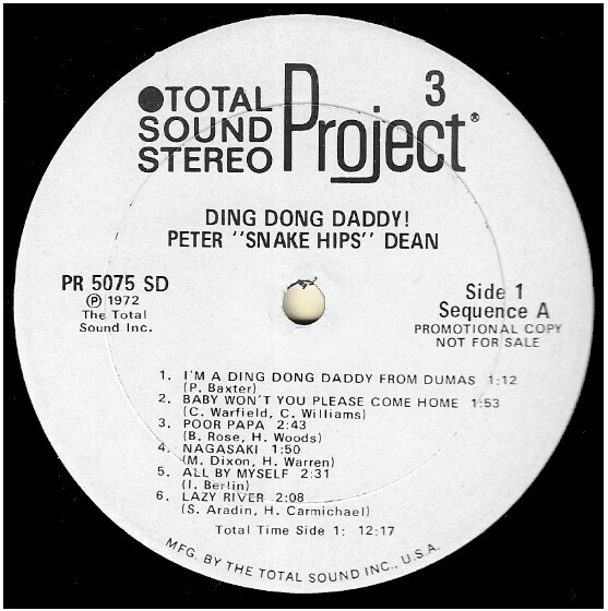 Dean, Peter &quot;Snake Hips&quot; / Ding Dong Daddy! | Project 3 PR-5075 SD | Promo | 1972
