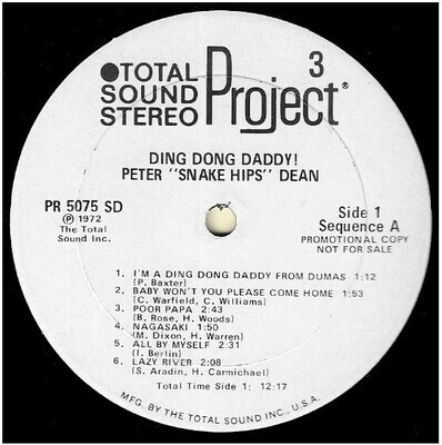 Dean, Peter "Snake Hips" / Ding Dong Daddy! | Project 3 PR-5075 SD | Promo | 1972
