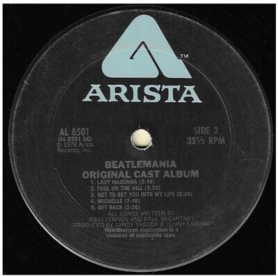 Original Cast / Beatlemania | Arista AL-8501 | Record 2 | 1978