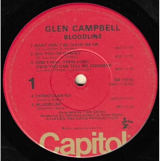 Campbell, Glen / Bloodline | Capitol SW-11516 | April 1976