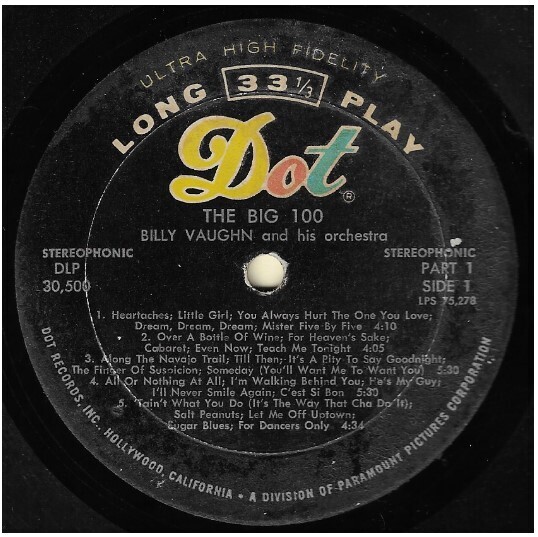 Vaughn, Billy / The Big 100 | Dot DLP-30,500 | Stereo | 1959