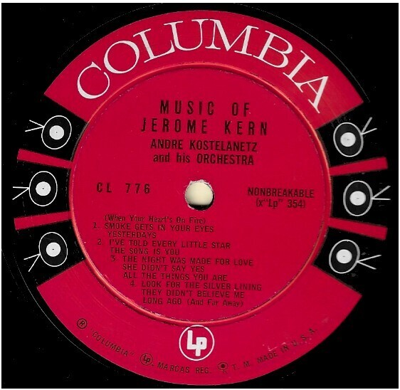 Kostelanetz, Andre / Music of Jerome Kern | Columbia CL-776 | Mono | 1955