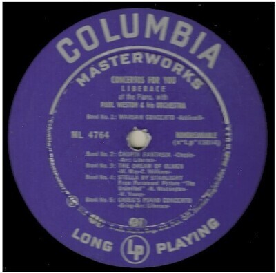 Liberace / Concertos For You | Columbia Masterworks ML-4764 | Mono | 1953