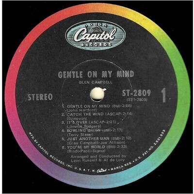 Campbell, Glen / Gentle On My Mind | Capitol ST-2809 | August 1967