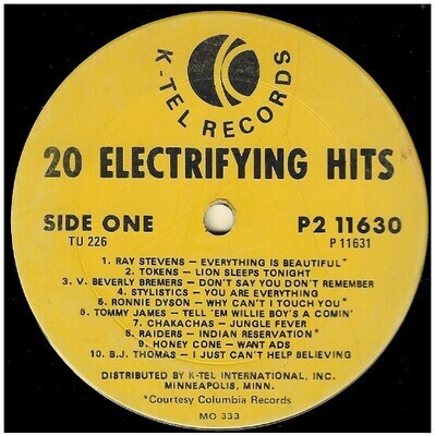 Various Artists / 20 Electrifying Hits | K-Tel TU-226 | Stereo | 1972